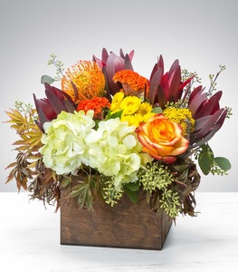 Drivu Wooden Box of Mix Flowers