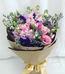 Drivu Pink Flowers in a Brown Wrapping