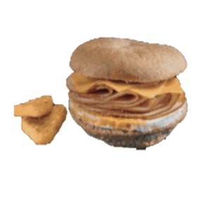 Drivu Smoked Turkey in Lunch Bap with Hash Browns