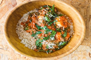 Drivu Shrimp with spinach