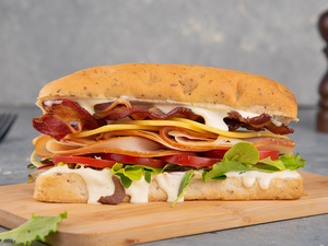 Drivu Turkey Ham with Bacon Sandwich
