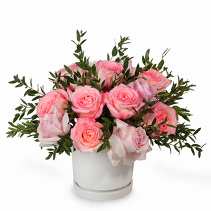 Drivu Pink Roses in Ceramic Vase (V7)