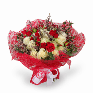 Drivu Luxury White & Red Rose Bouquet (HB7)