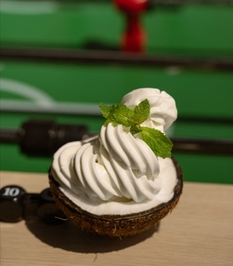 Drivu Pine Colada Gelato (in a coconut shell)